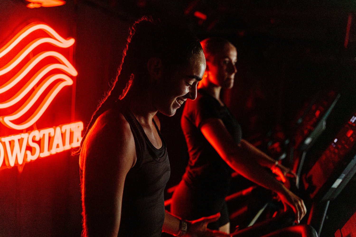 Hot HIIT class with stairclimbers at Flowstate